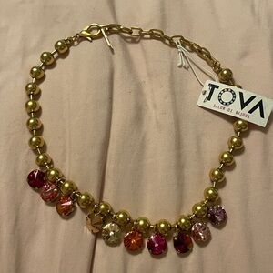 TOVA Gold pink gold Multicolor Swarovski  Necklace